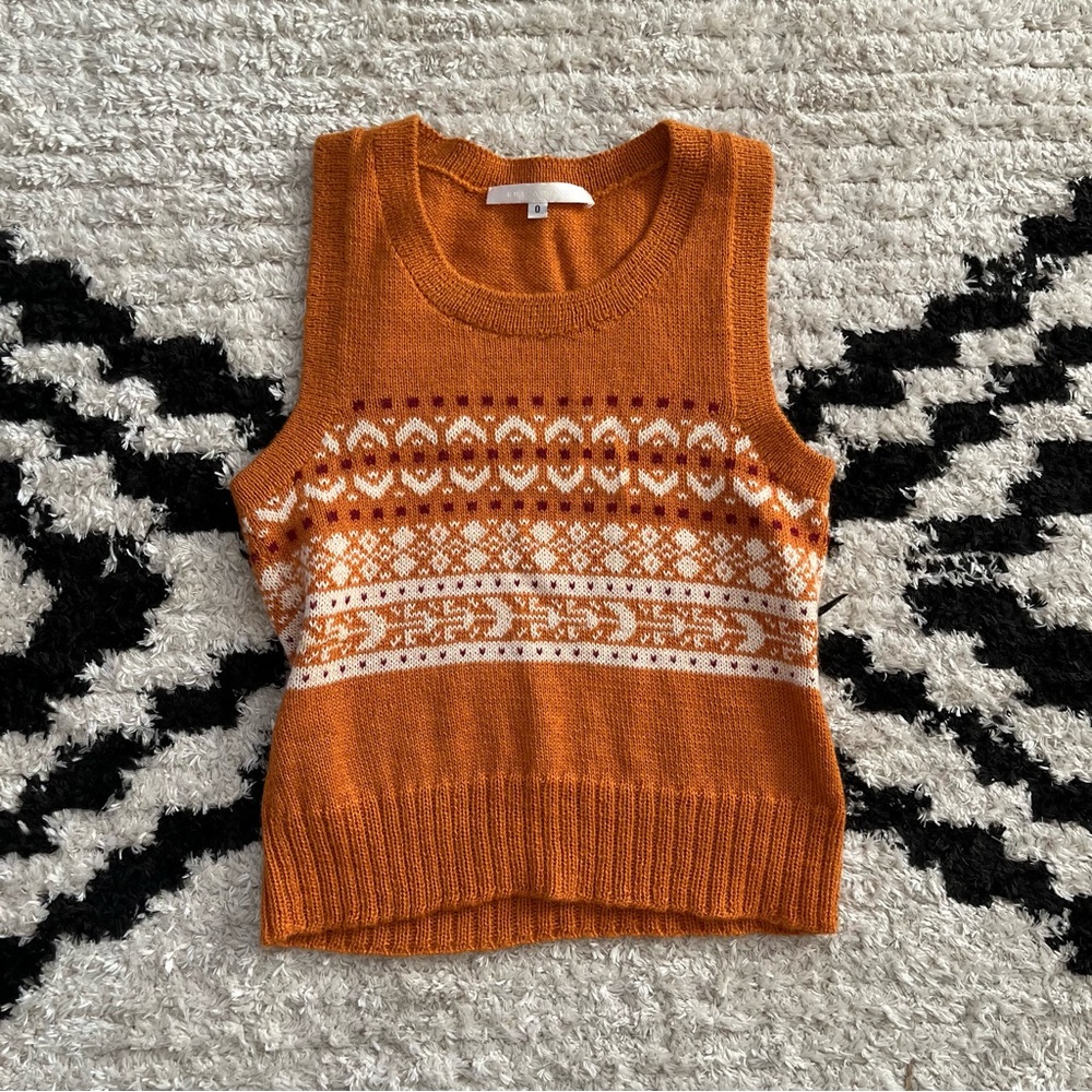 Orange Patterned Women's Sweater Vest